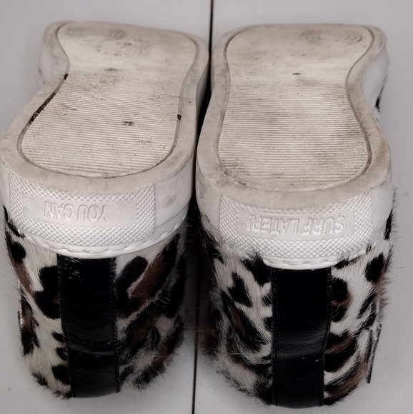 P448 John Y2K Calf Hair Leopard Side Zipper Lace Up High Top Sneakers Sz 6 - Picture 10 of 15